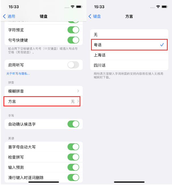 成华苹果14服务点分享iPhone 14plus设置键盘粤语方言的方法 