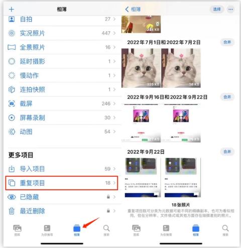 成华苹果手机维修分享iOS 16 中相册重复项目功能使用方法 