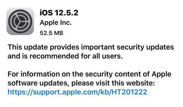 成华苹果手机维修分享iOS12.5.2发布，建议所有老苹果用户安装 